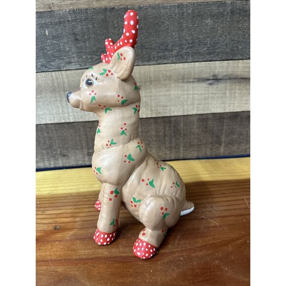 Vintage Kimple Hand Painted Christmas Holiday Deer Statue 10” - Picture 4 of 5